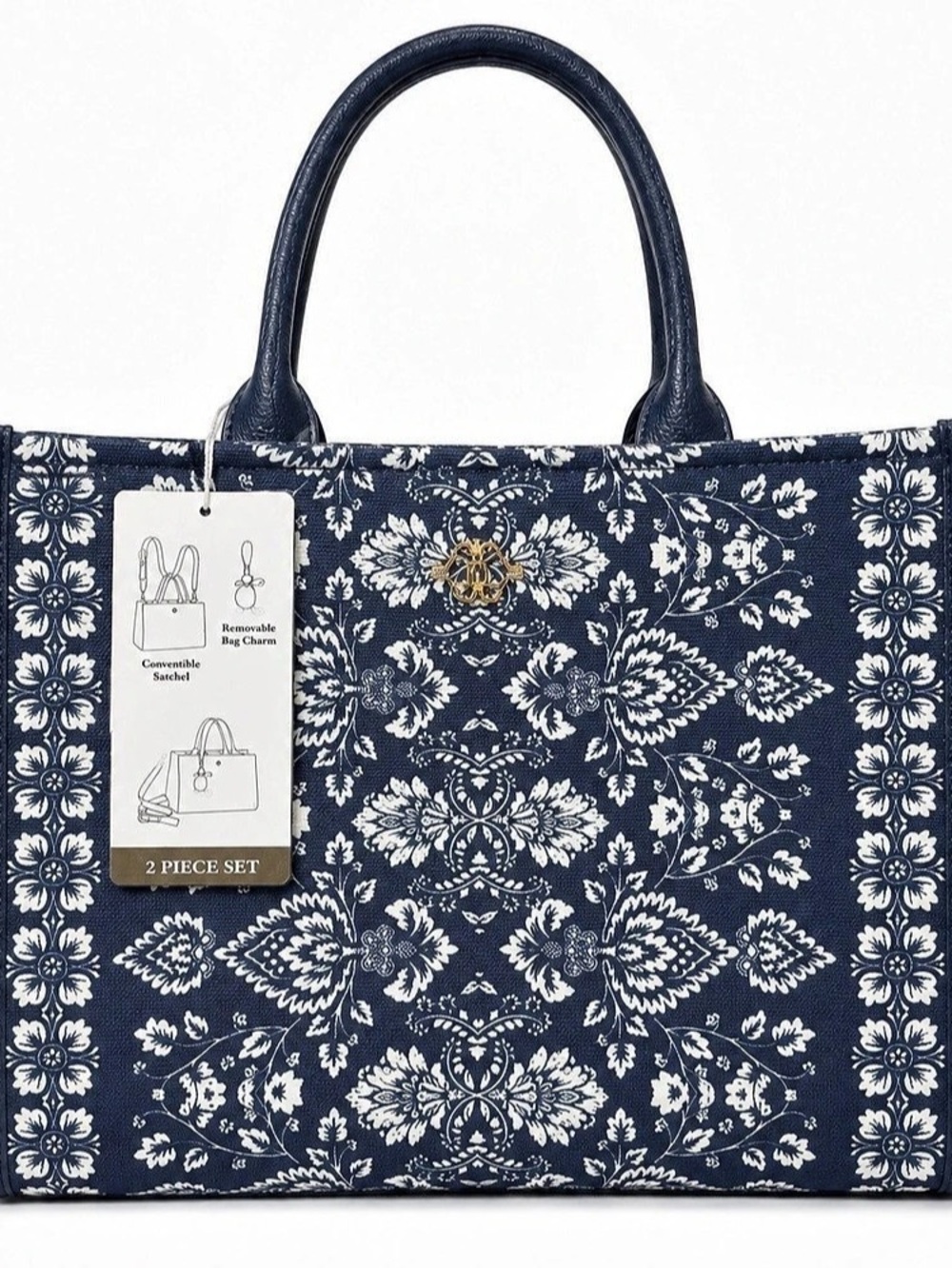 Nanette Lepore Blue & White Floral Tote NWT